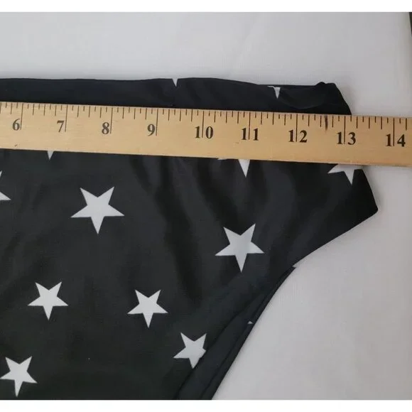 POLLY Black & White Star Print High-Waisted Strapless Bikini Set Size 8 US - Picture 9 of 9